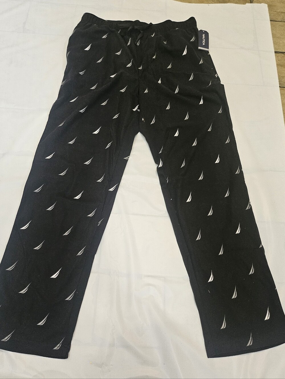Nautica Men's Fleece Pajama Pants Black Sailboat Size S NWT